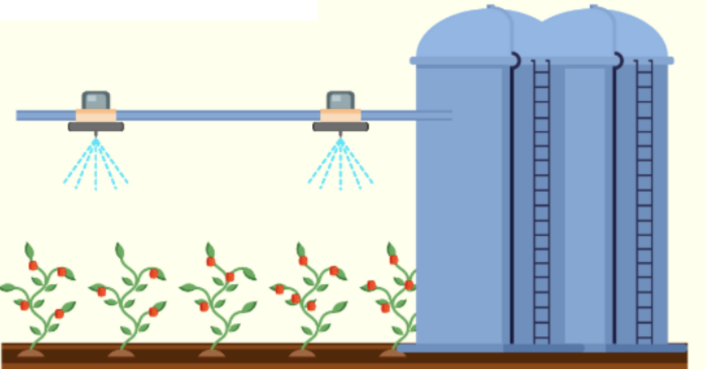Silo illustrator watering a crop